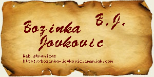 Božinka Jovković vizit kartica
